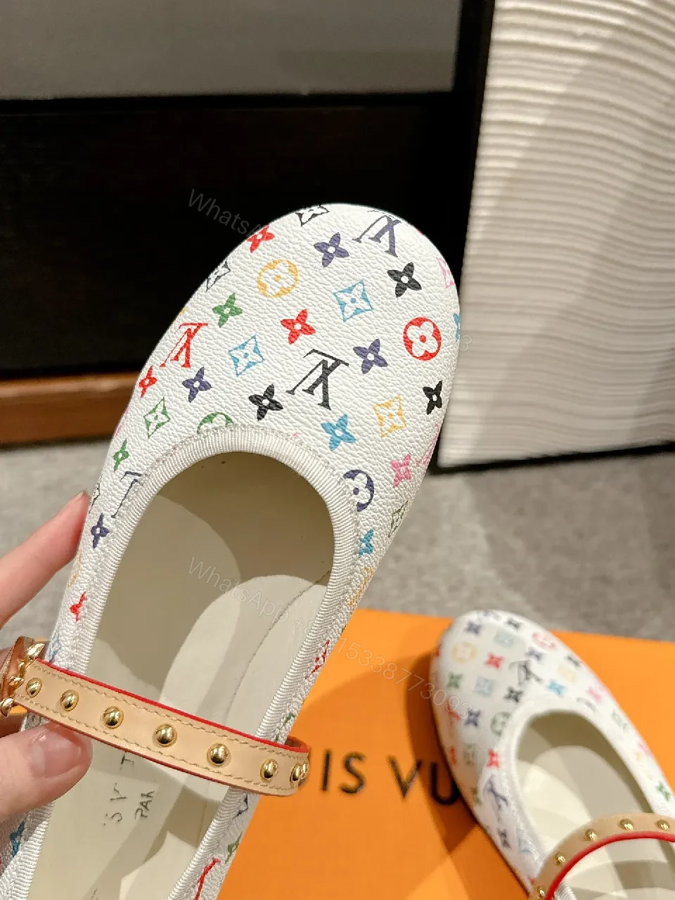 View 5 of Colorful Monogram Mary Jane Satiny Comfort Footwear