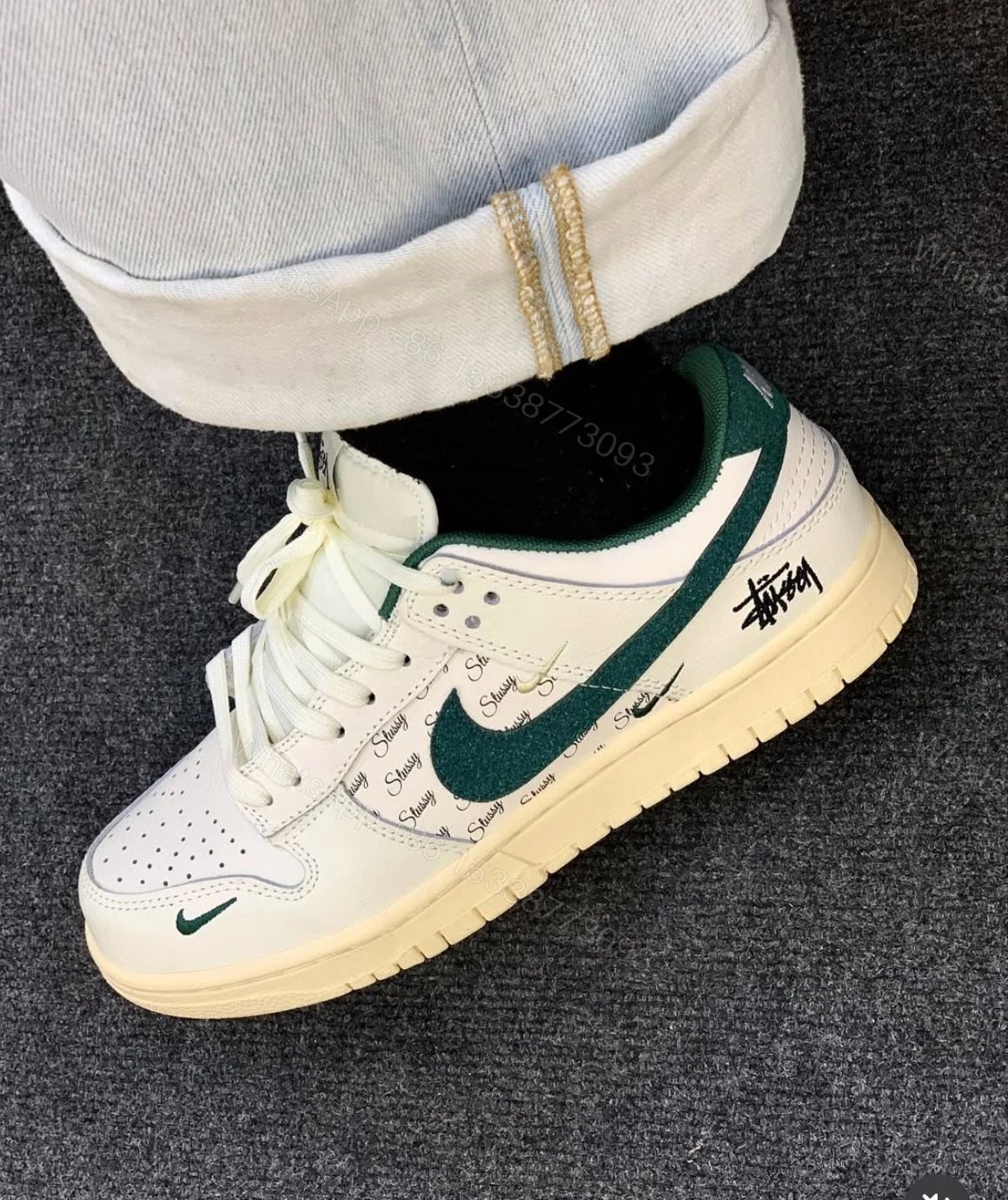 View 6 of FIRST COPY NIKE SB DUNK STUSSY WHITE GREEN 2025