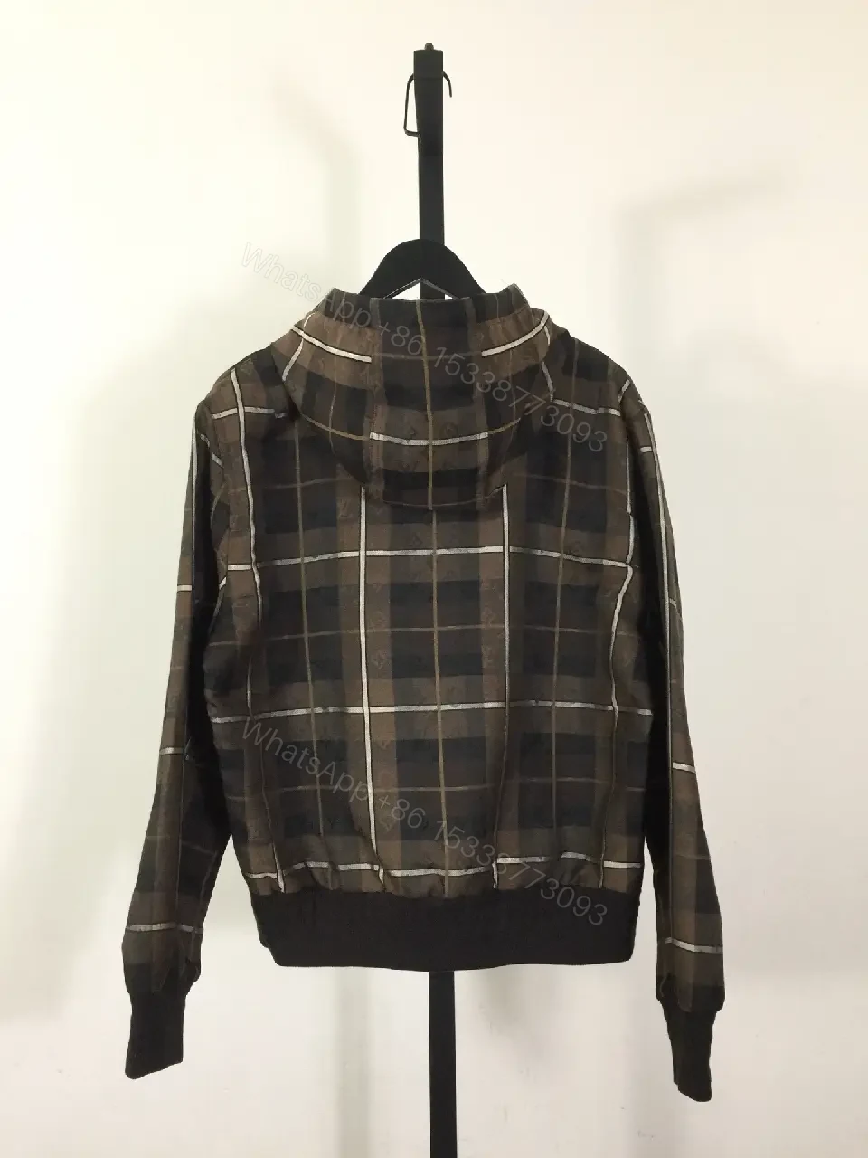 View 5 of Bold Plaid Windbreaker with LV Graphics