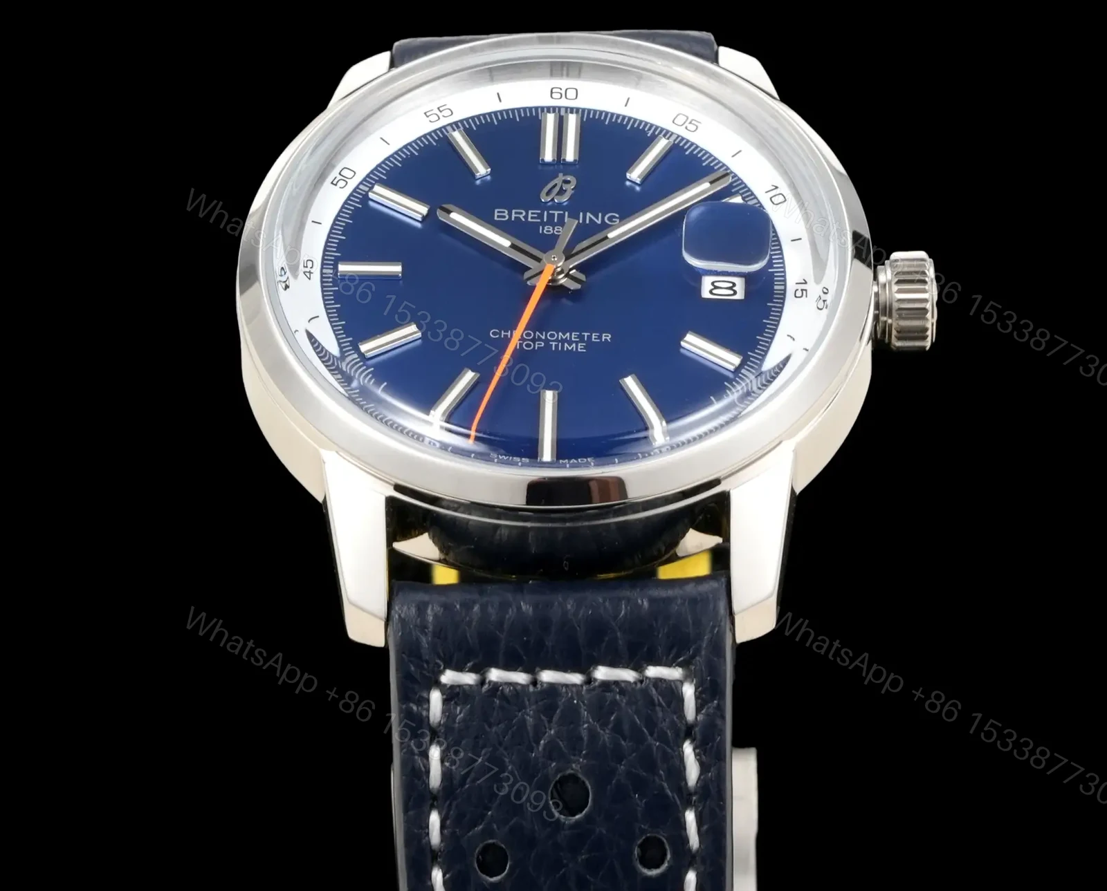 View 5 of Breitling Top Time B31 Blue Replica Leather Strap 38MM Premium BRE-TOP-B31-38-GRN-LTH
