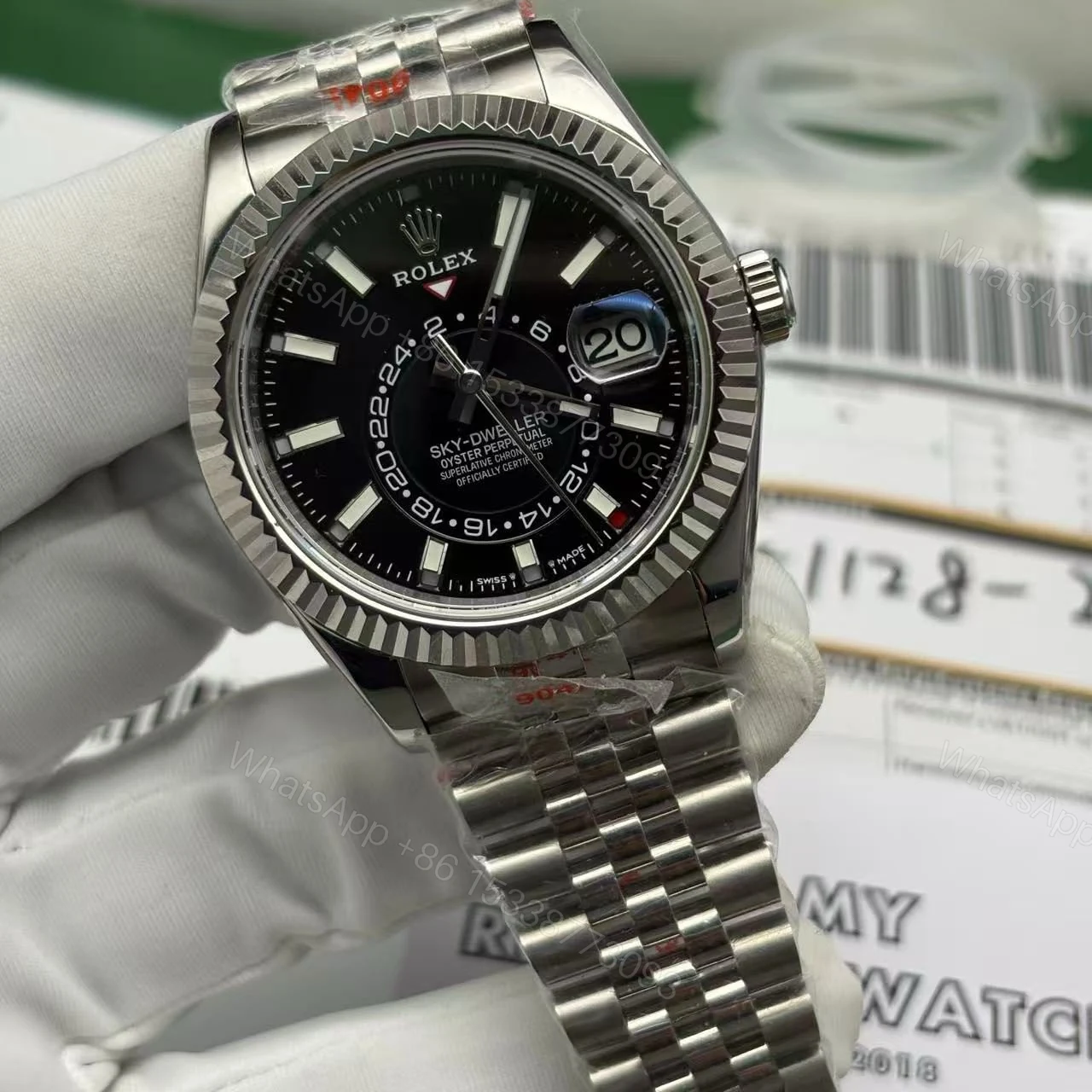 View 2 of Superclone Rolex Sky-Dweller 42 mm Bright black Dial 336934 Jubilee