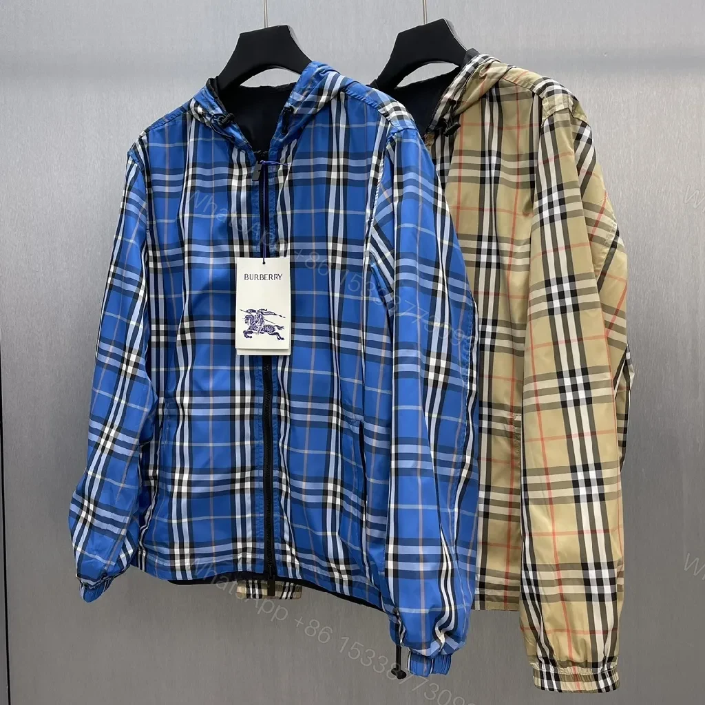 View 5 of Beige Plaid Windbreaker - Water-Repellent, Relaxed Fit, Casual Luxe