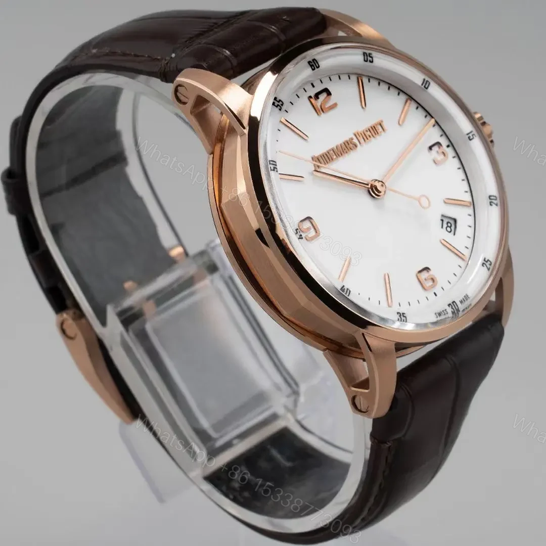 View 7 of APS Factory Audemars Piguet Code 11.59 Series Watch – Rose Gold and Stainless Steel, White Dial, Brown Leather Strap, 41mm Case, Calibre 4302 Automatic Movement