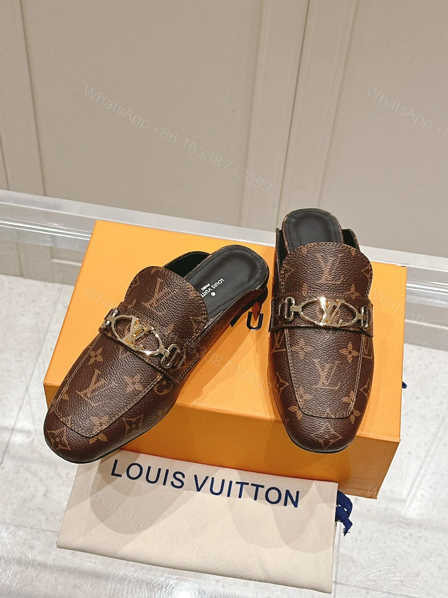 View 2 of LV Women Brown Leather Mules