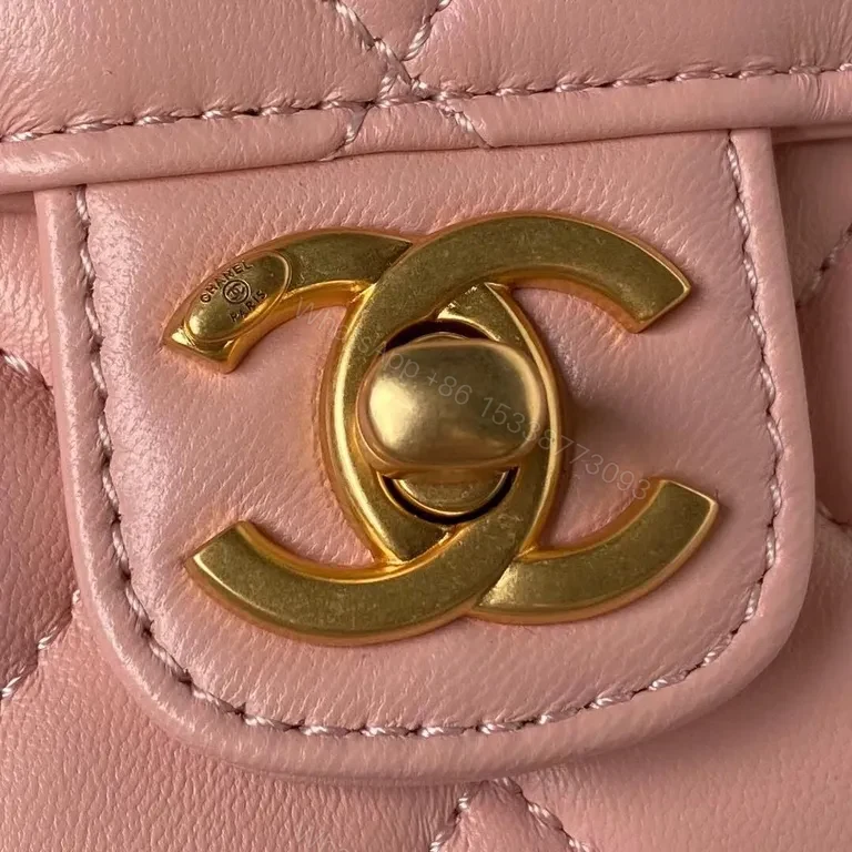 View 2 of Chanel-Inspired Quilted Flap Bag: Soft Pink, Gold Chain