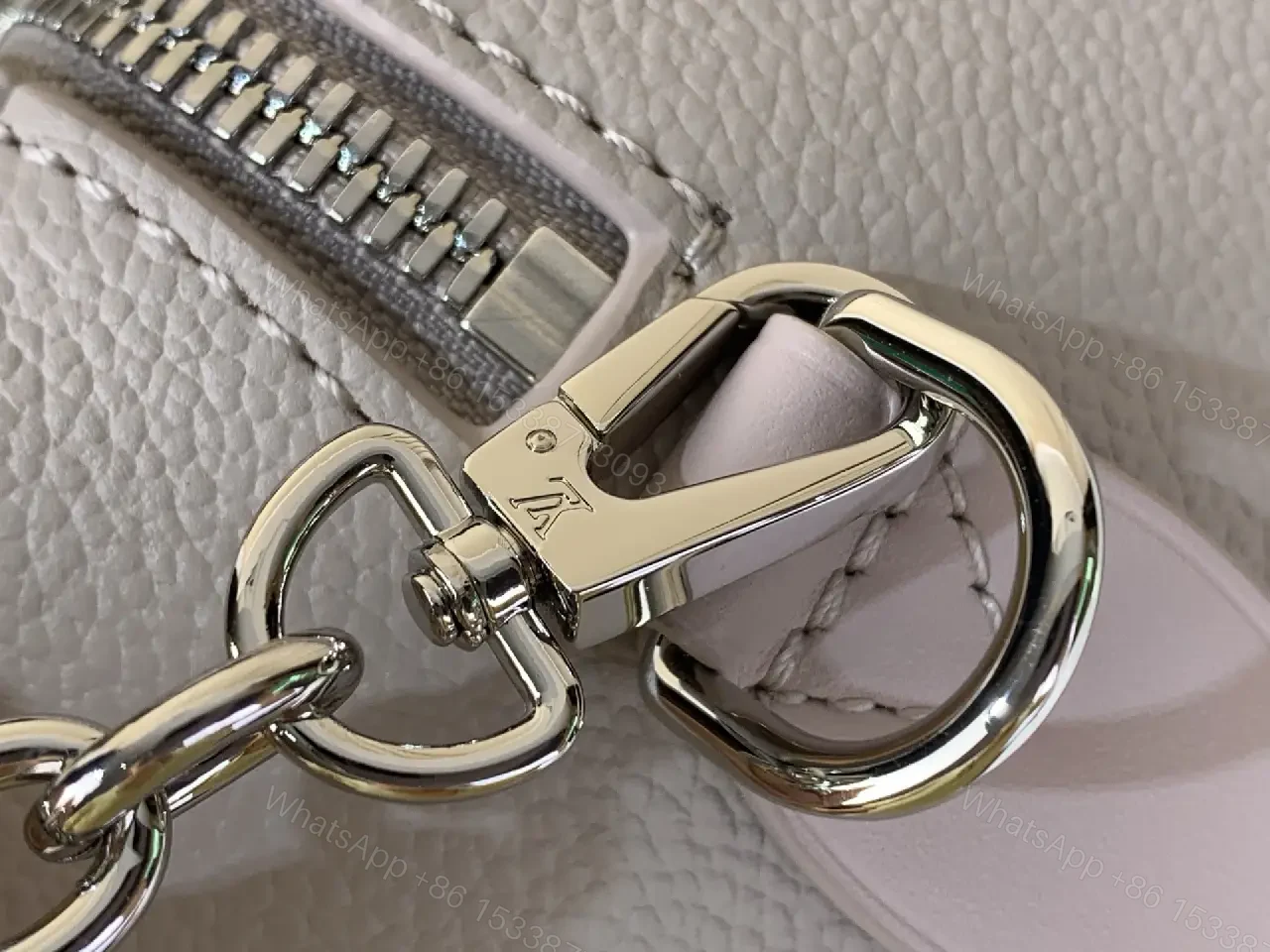 View 7 of Light Lavender Louis Vuitton-Style Dome Handbag with Chain Strap