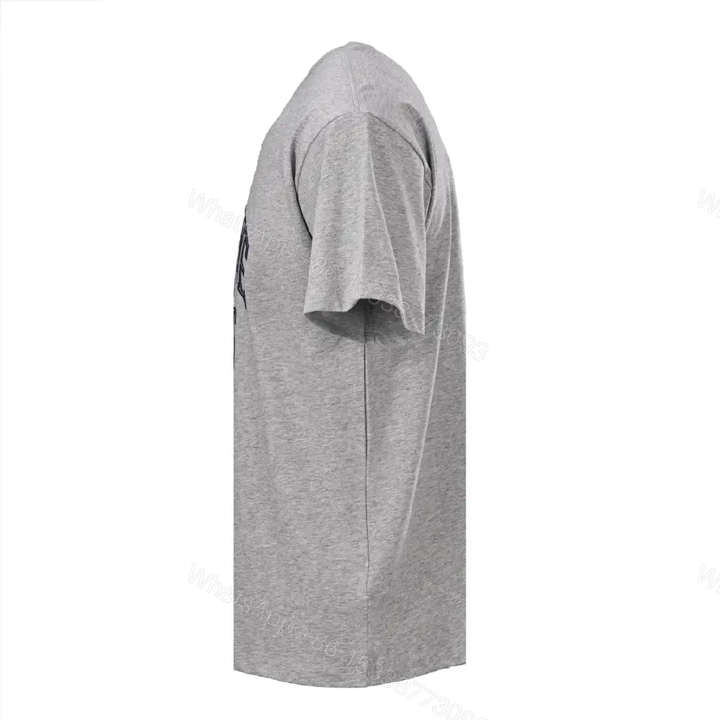 View 8 of Grey Cotton Jersey Casual Arched Text Graphic T-Shirt