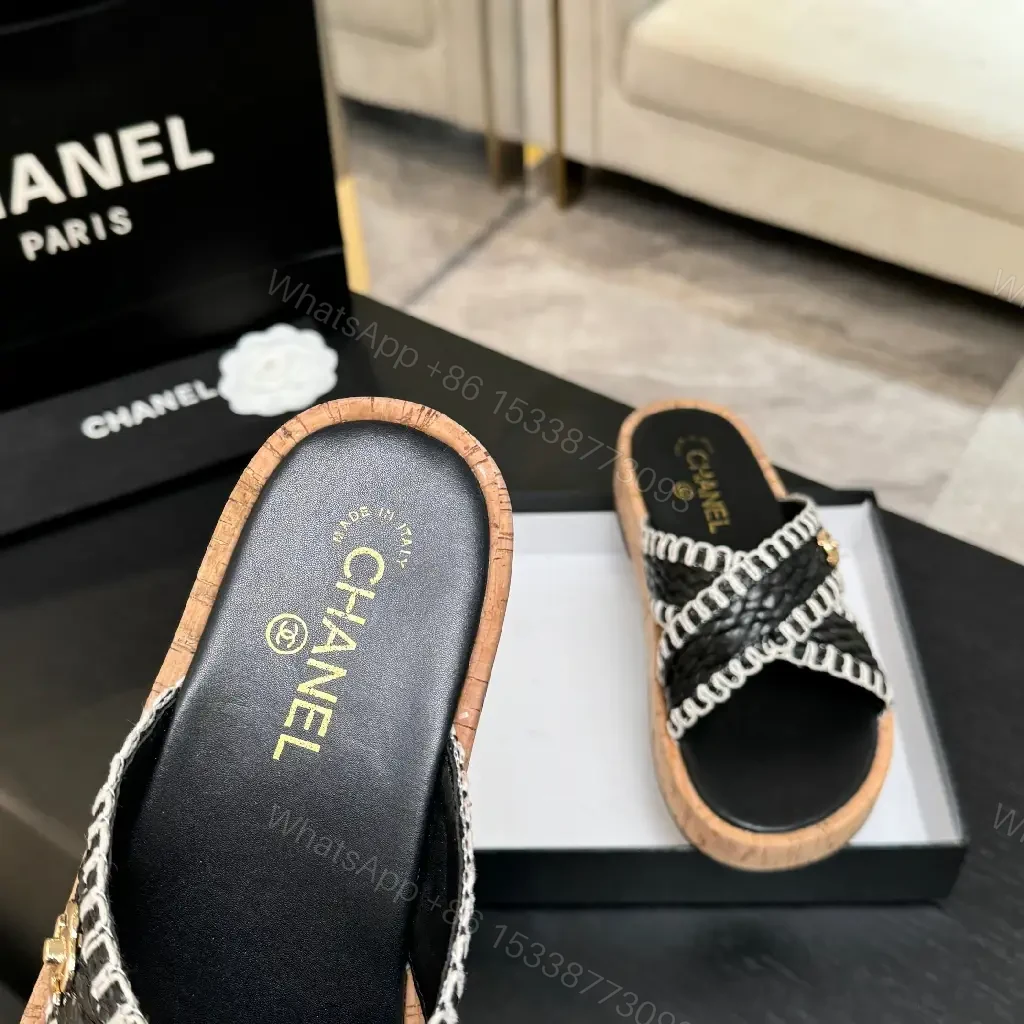 View 2 of Chic Cork-Sole Sandals with Signature Hardware