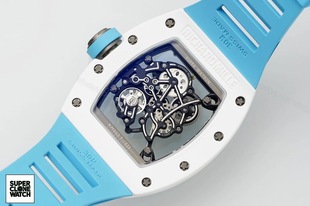 View 2 of Richard Mille RM055 APSF Blue Ceramic / Rubber Skeleton Dial Super Clone