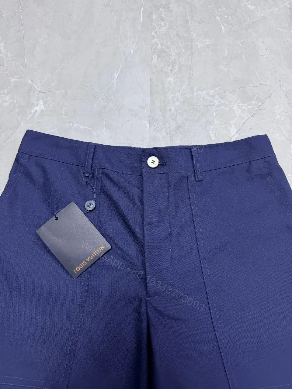 View 5 of Navy Cotton Shorts Casual Louis Vuitton-Style Key Feature Pocketed Short