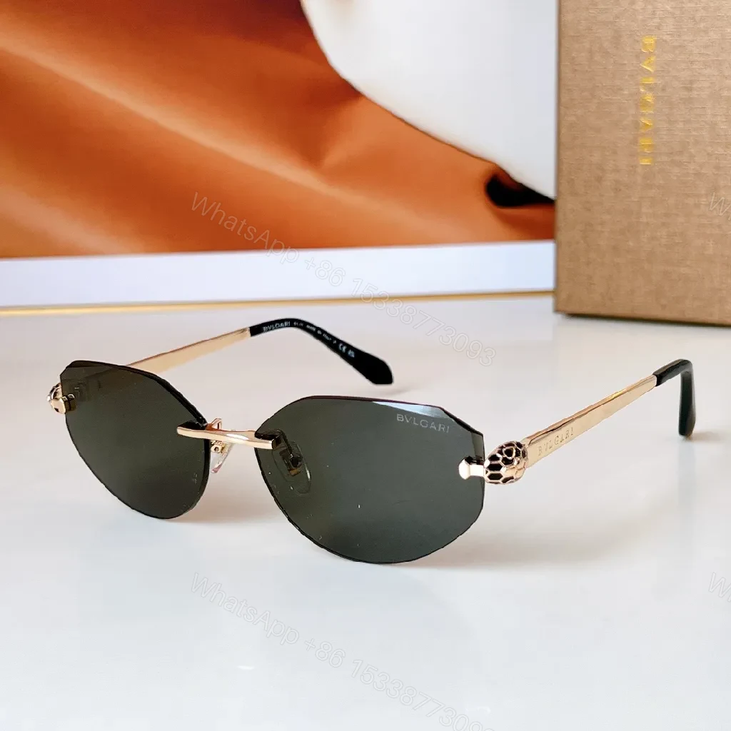 View 8 of Rose Gold Rimless Oval Shield Sunglasses, Luxury Style