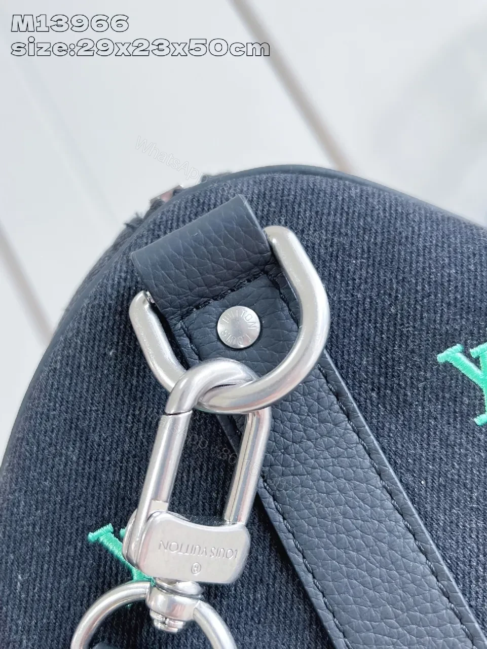 View 4 of Bold Denim Travel Bag with Multicolor Monogram Details