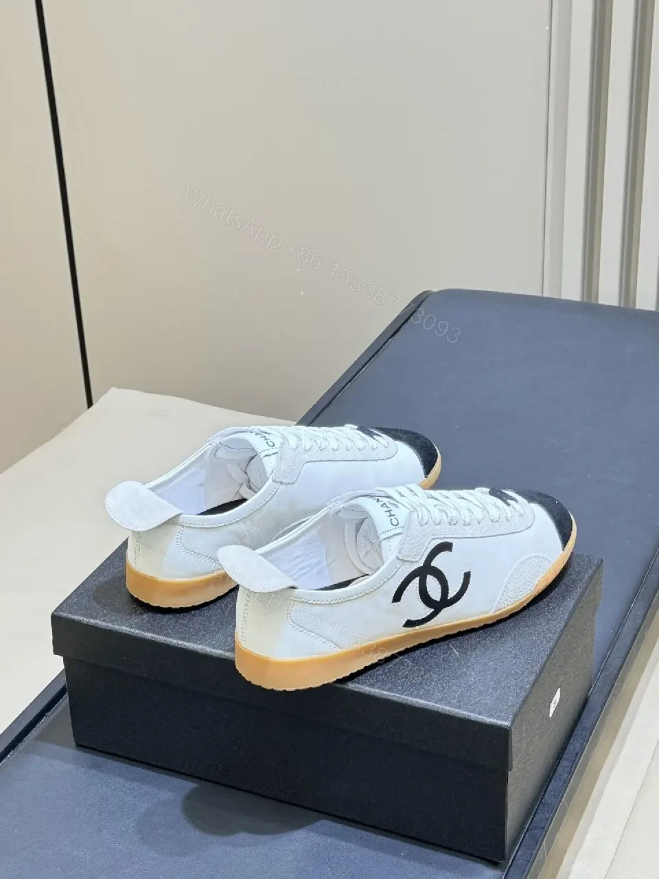 View 2 of Minimalist White Low-Top Trainers with Premium Trim and Gum Sole