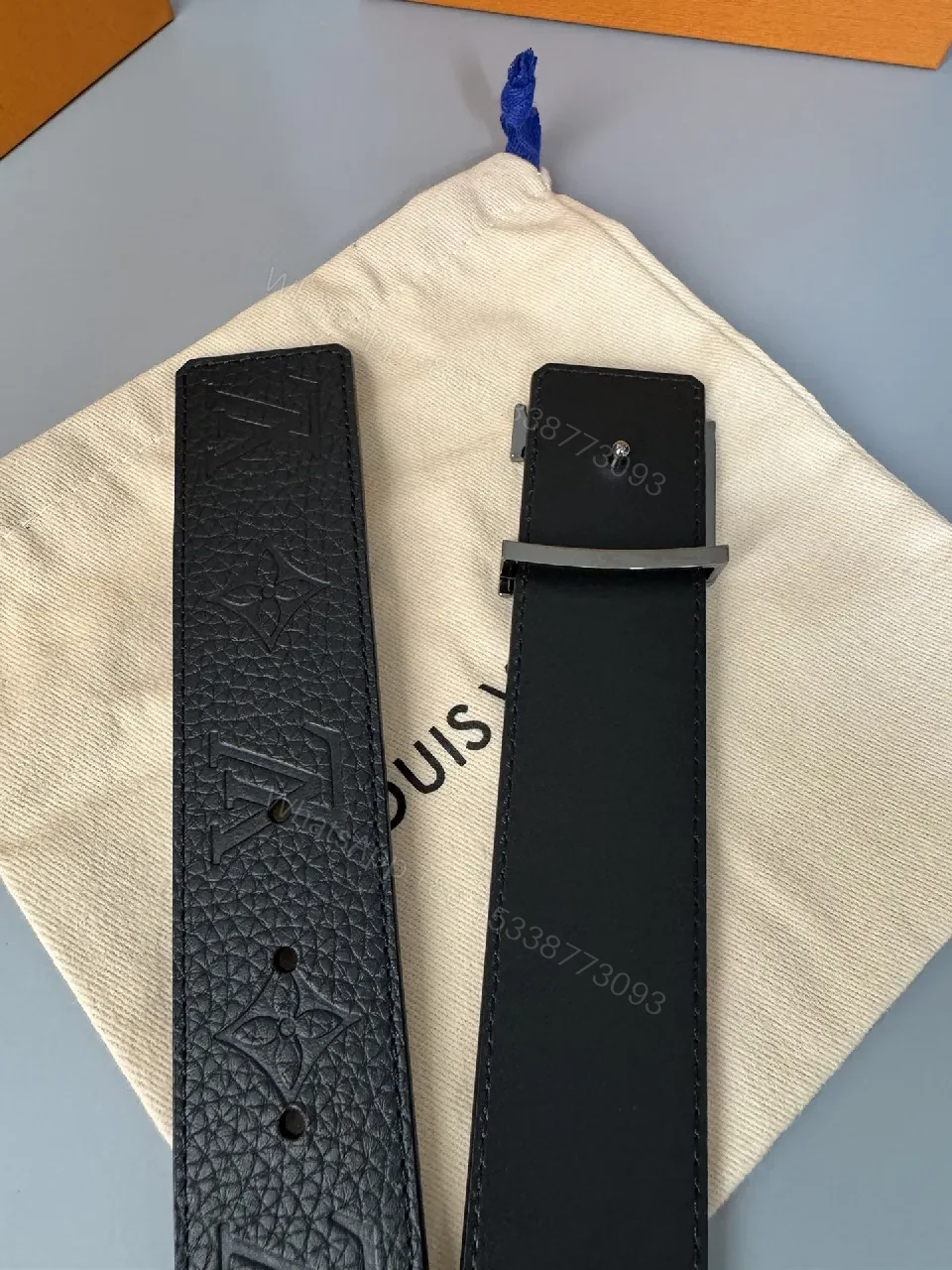 View 6 of Bold Leather Belt: Refined Style, LV Buckle, All-Day Confidence