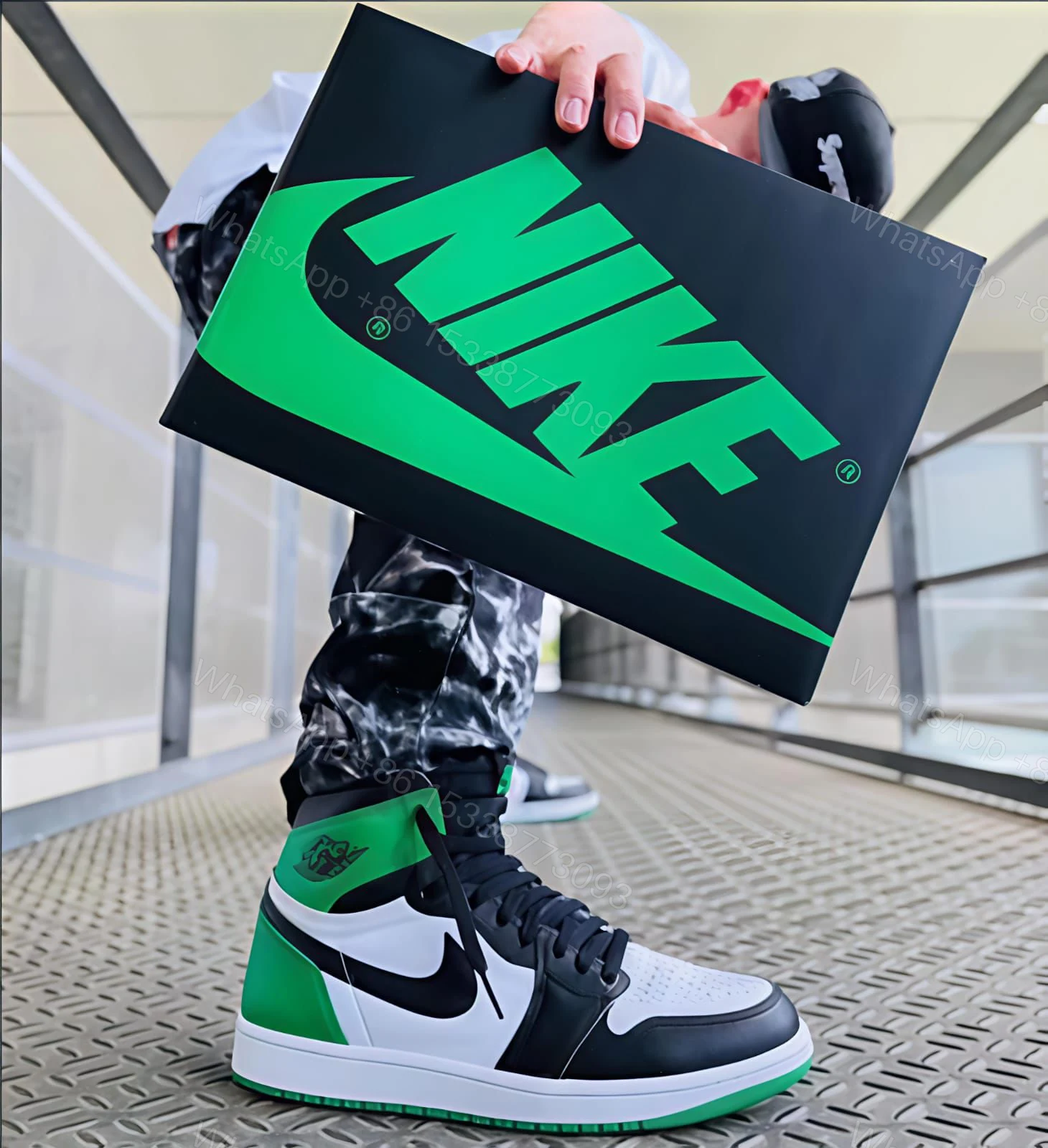 View 2 of FIRST COPY NIKE AIR JORDAN 1 RETRO HIGH LUCKY GREEN SEMI UA
