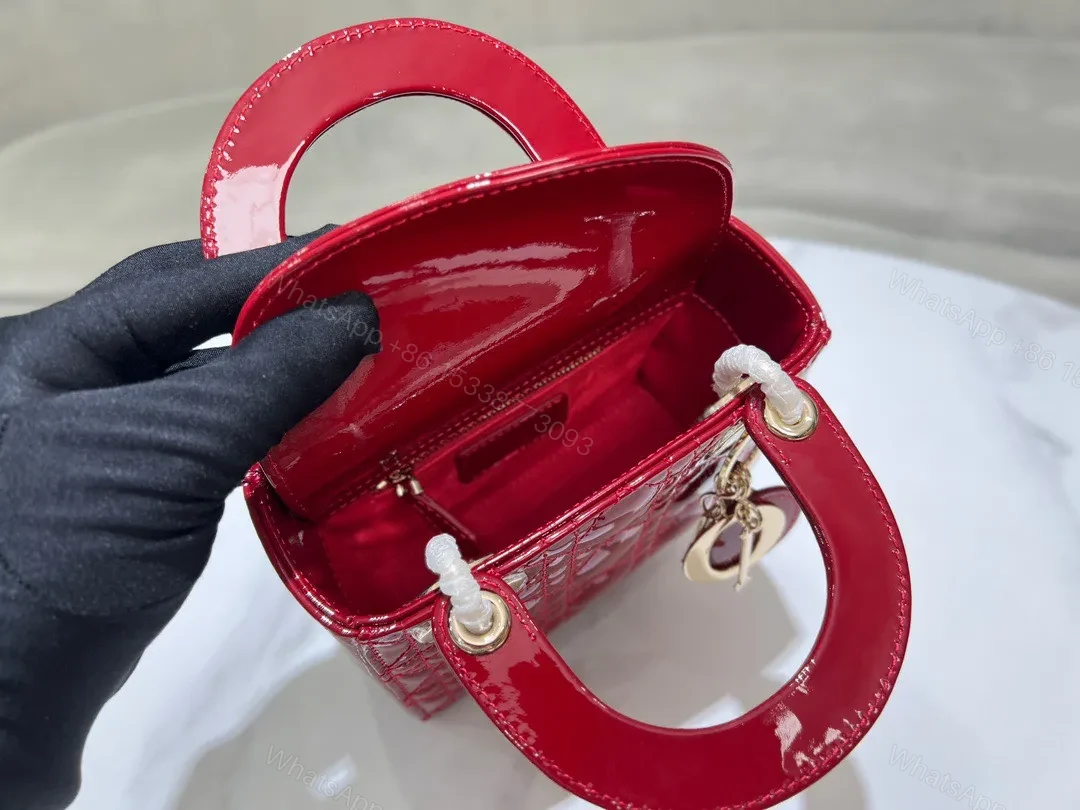 View 4 of Dior Lady Mini Super Quality Women’s Handbag, Glossy Red, 17cm