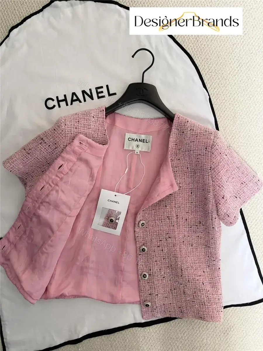 View 7 of Soft Pink Tweed Knit Cardigan Jacket with Button Front