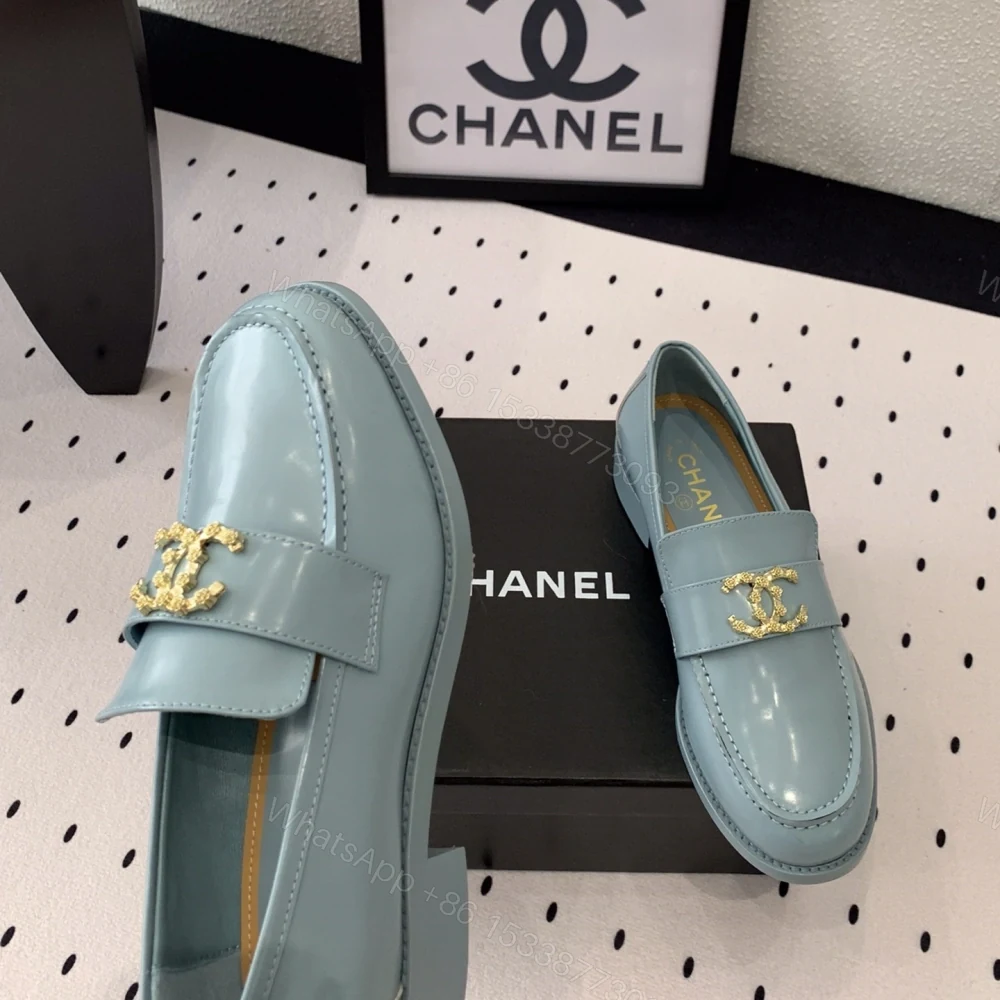 View 5 of 高仿Chanel*24S系列G45663E牛皮革樂福鞋藍色3CM免檢版