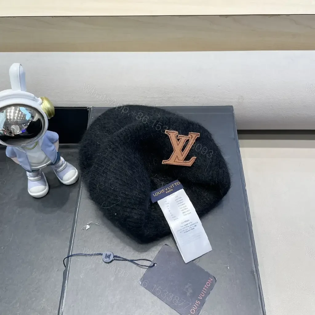 View 5 of Cozy Knit Beanie with Rose-Gold LV Emblem