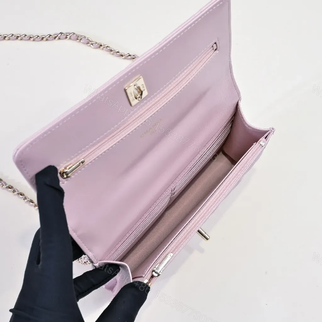 View 4 of Pink Quilted Mini Bag with Chain Strap - Lux