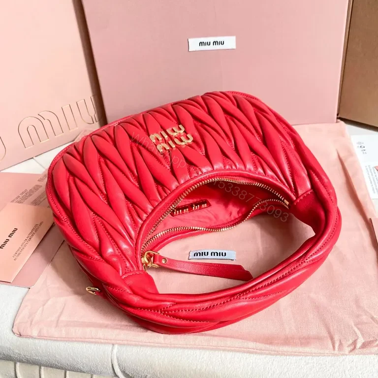 View 5 of Red Quilted Satchel with Miu Miu Hardware - Luxe Everyday Bag