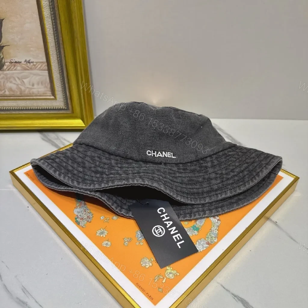 View 8 of Dark Denim Bucket Hat with Interlocking Logo, Lux Style