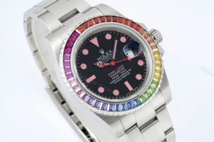 View 2 of Clean Factory RA Factory Pink Rainbow Rolex Submariner