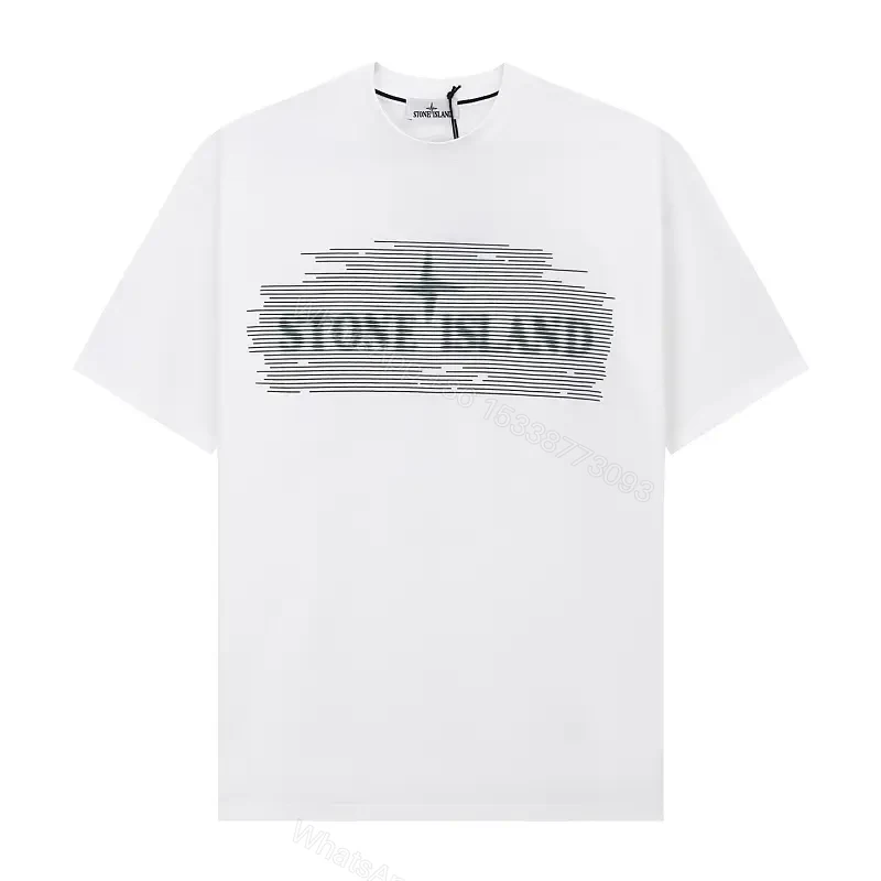 White Cotton Minimalist Tee with Bold Linear Graphic — view 1