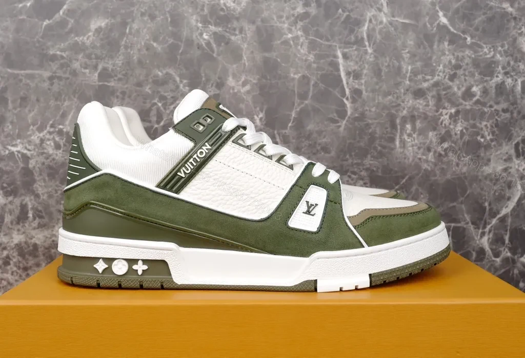 View 2 of White Olive LV-Style High-Tops: Leather, Suede, All-Day Comfort