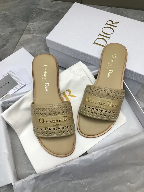 Open-Top Luxury Sandals: Premium Leather, Perforated, Dior-Inspired — view 1