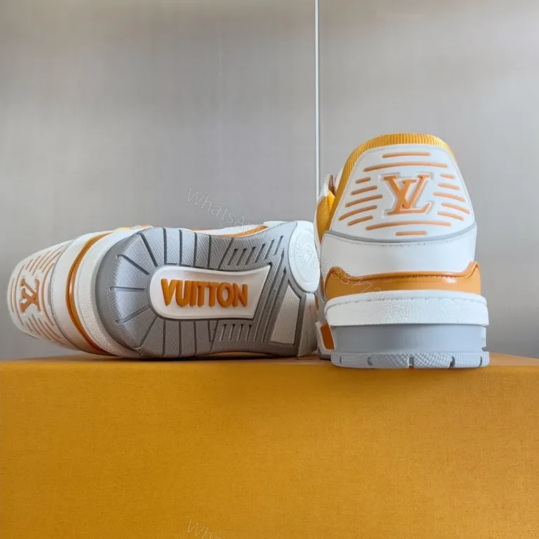 View 2 of Yellow Leather-Textile High-Tops: LV-Inspired Comfort Sneakers