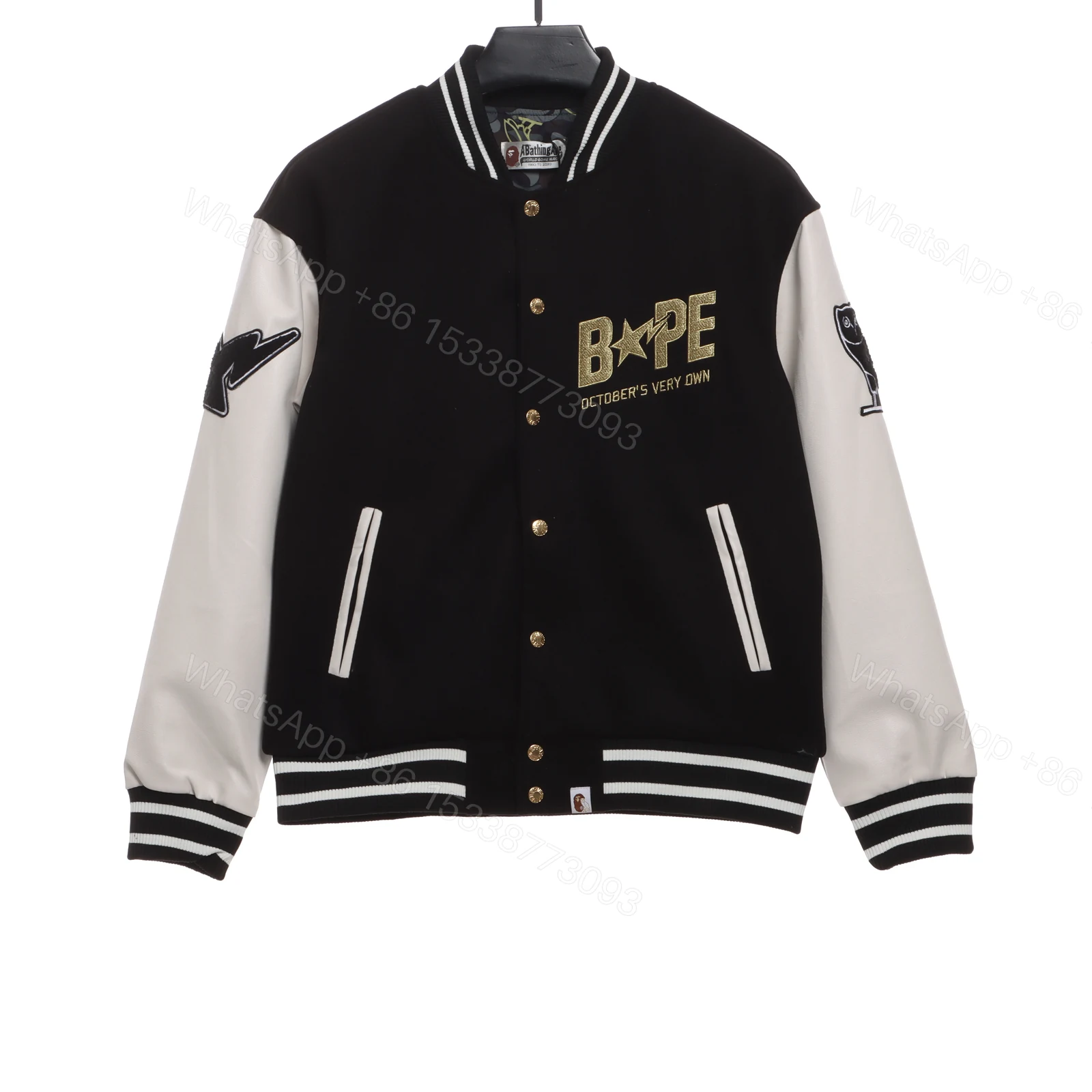 Bape x OVO Varsity Jacket Black — view 2