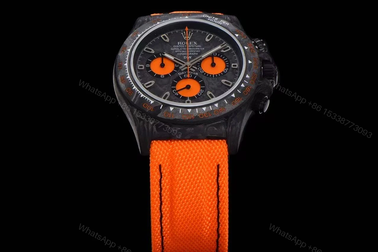 View 2 of Replica DiW Rolex Cosmograph Daytona All Carbon Orange Edition