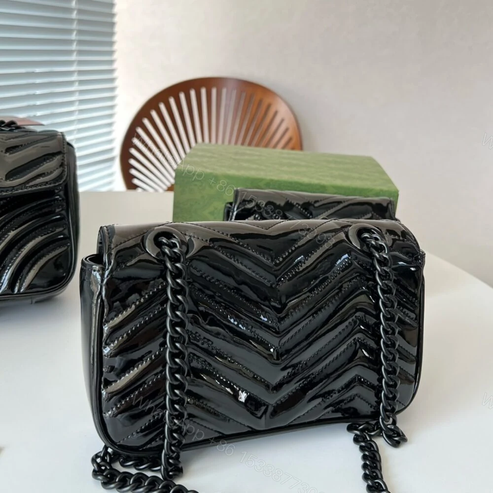 View 5 of Gucci GG Marmont Patent Super Mini Bag Black 17Cm