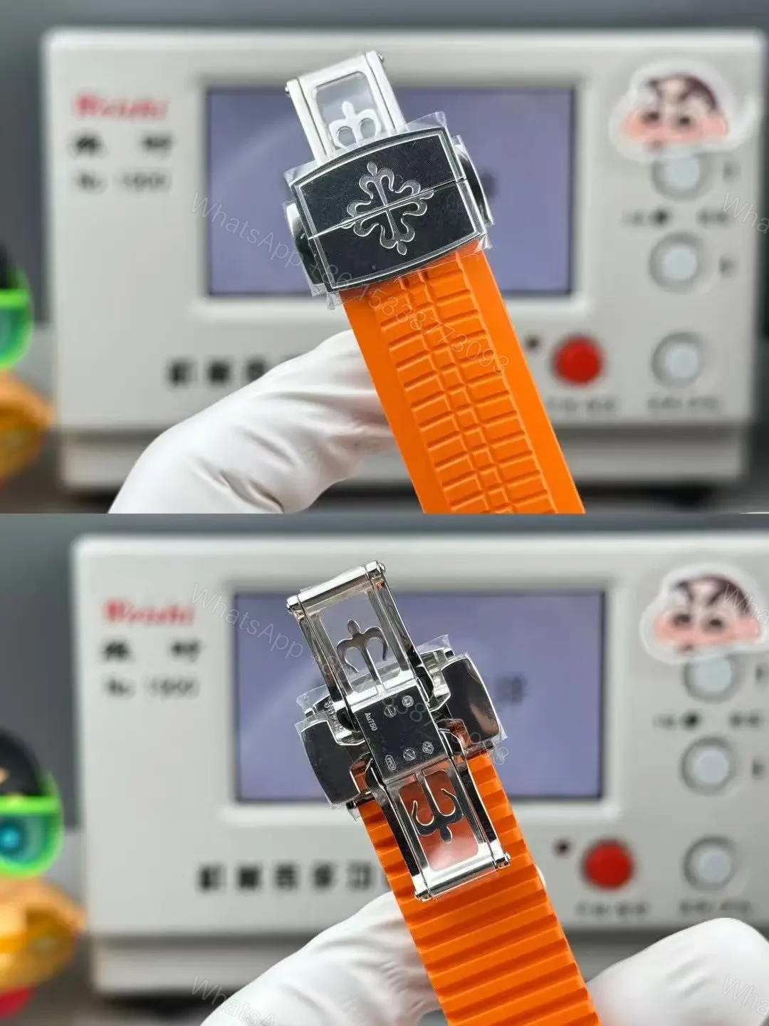 View 8 of Patek Philippe super clone Aquanaut Black Dial Orange Rubber Strap Premium 42MM PATEK-AQUA42-BLK-ORG