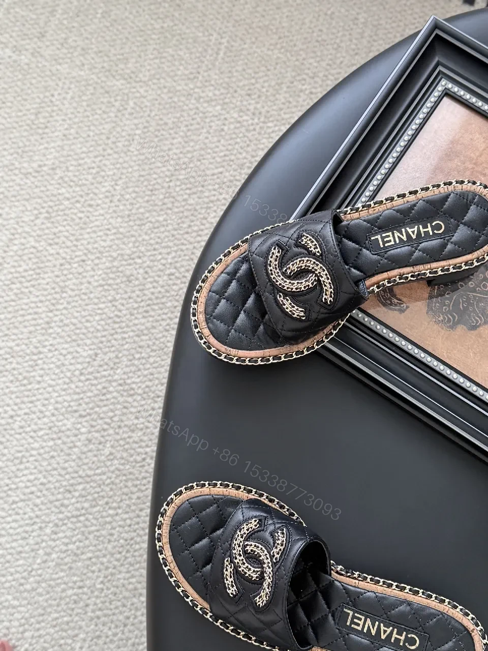 View 6 of Quilted Leather Slide with Signature Detailing