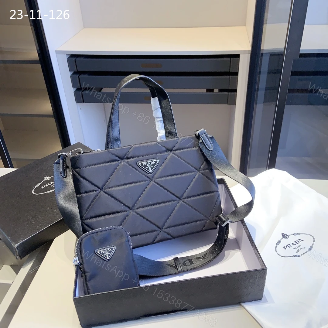 View 2 of PRADA RE NYLON PADDED TOTE BAG BLACK 23CM 1BG373 RDJN F0002 O1O