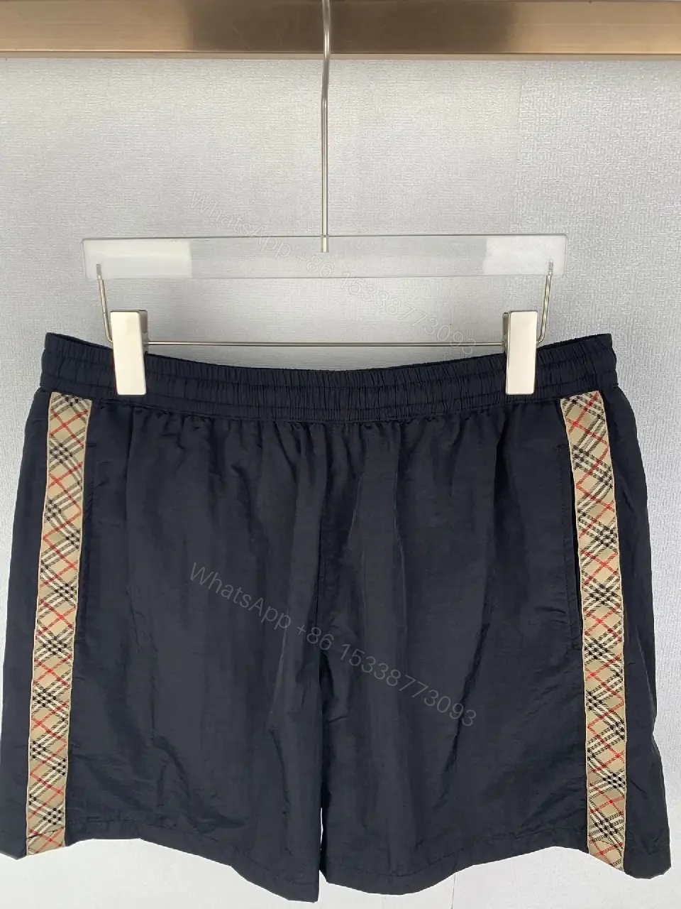 View 5 of Black Nylon Street Burberry plaid stripe Shorts