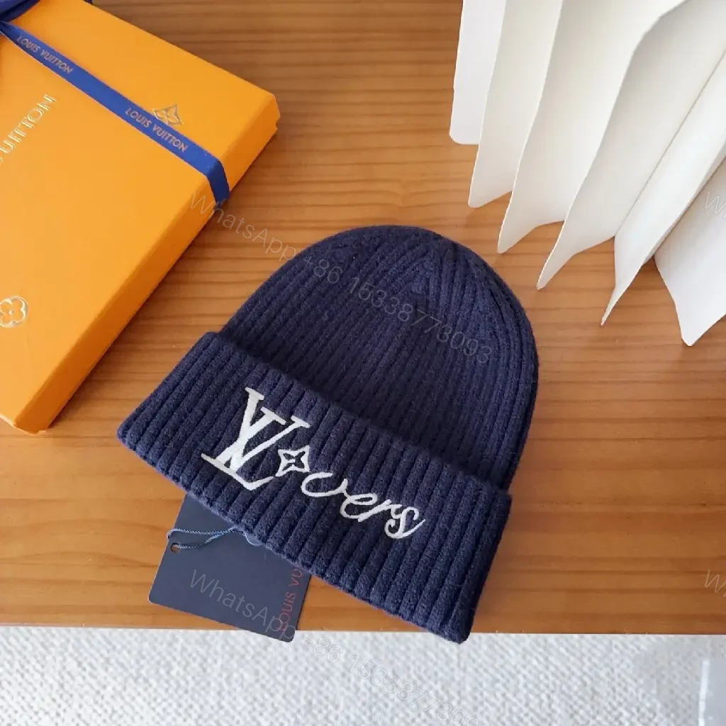 View 5 of Navy Knit Beanie + Monogram Patch + Cozy Luxury Cap