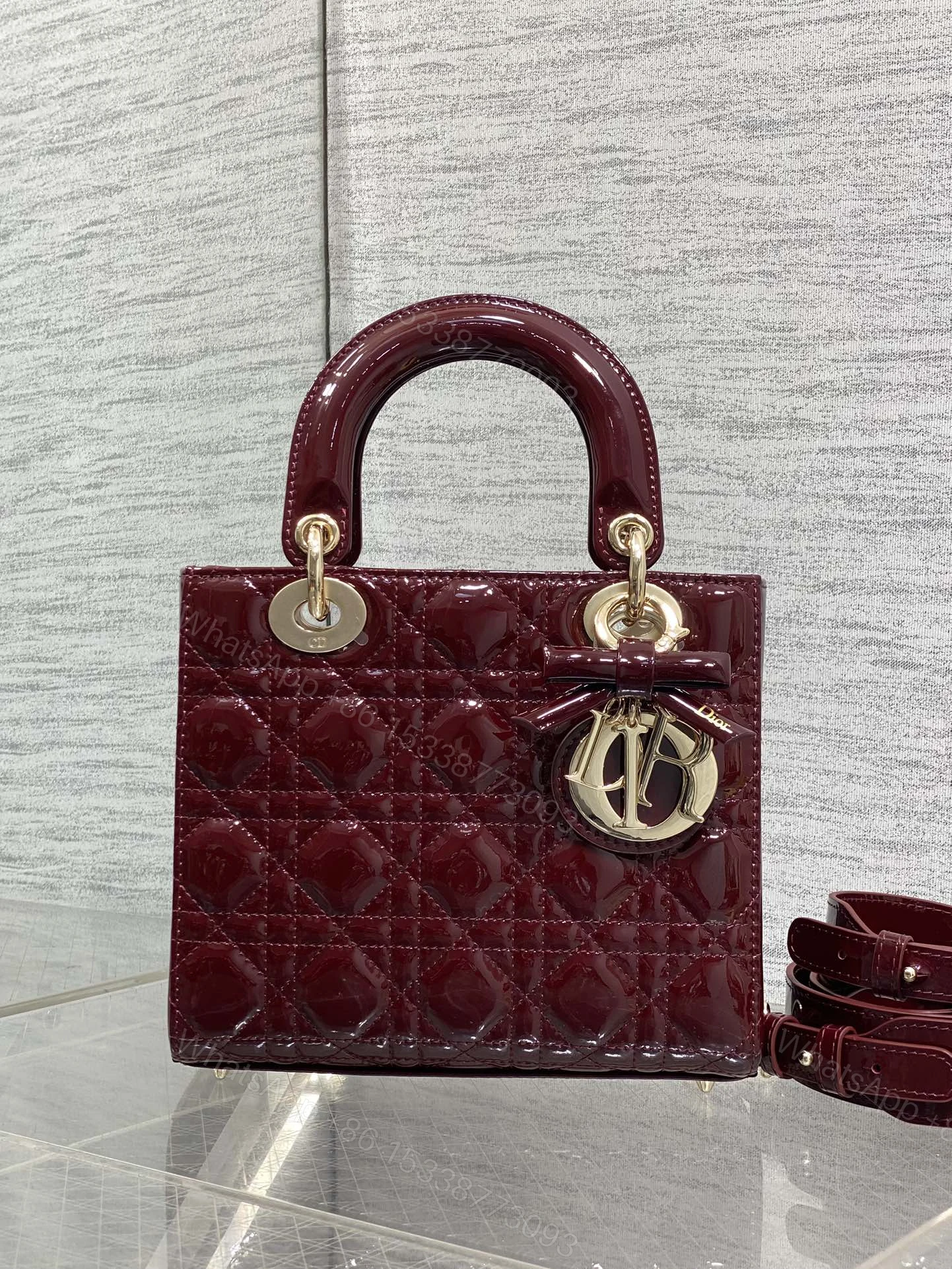 View 2 of CHRISTIAN DIOR LADY DIOR BURGUNDY GOLD HARDWARE