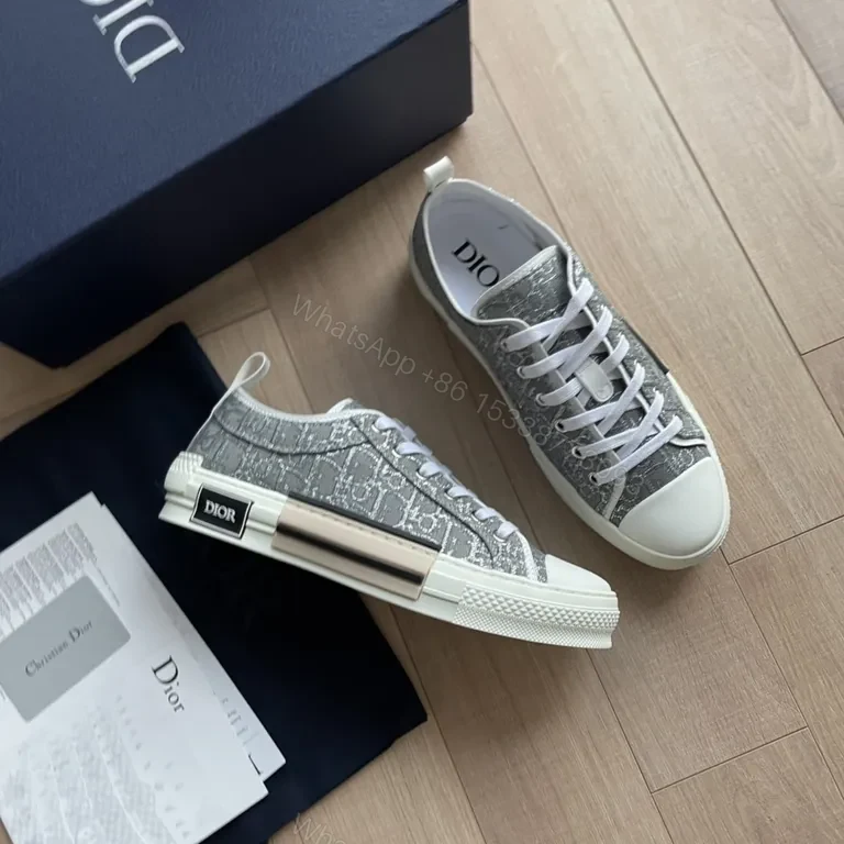 View 3 of Chic Diamond-Texture Sneaker with Dior-Inspired Detailing