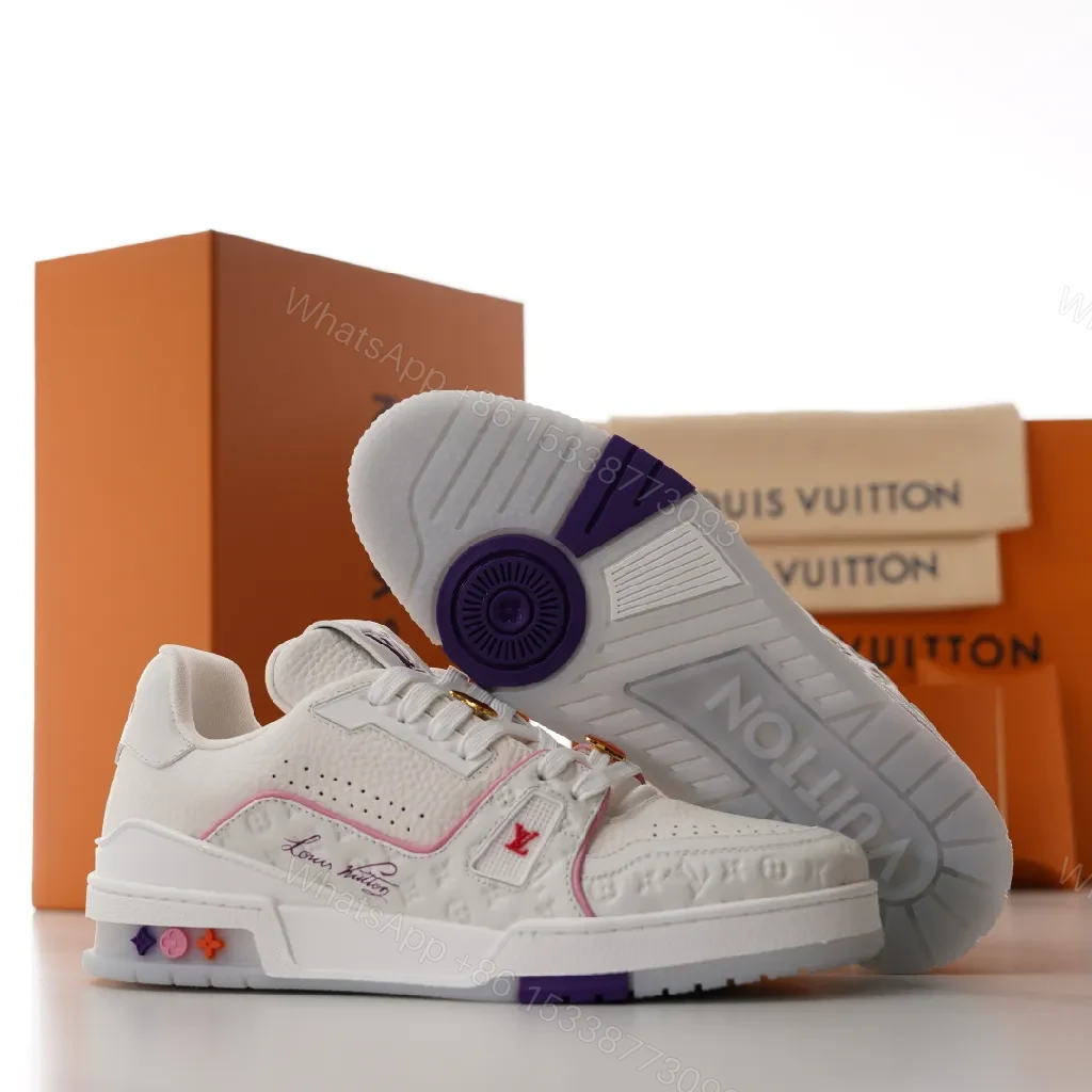 View 5 of White Leather Low-Top Sneaker with Subtle Accents
