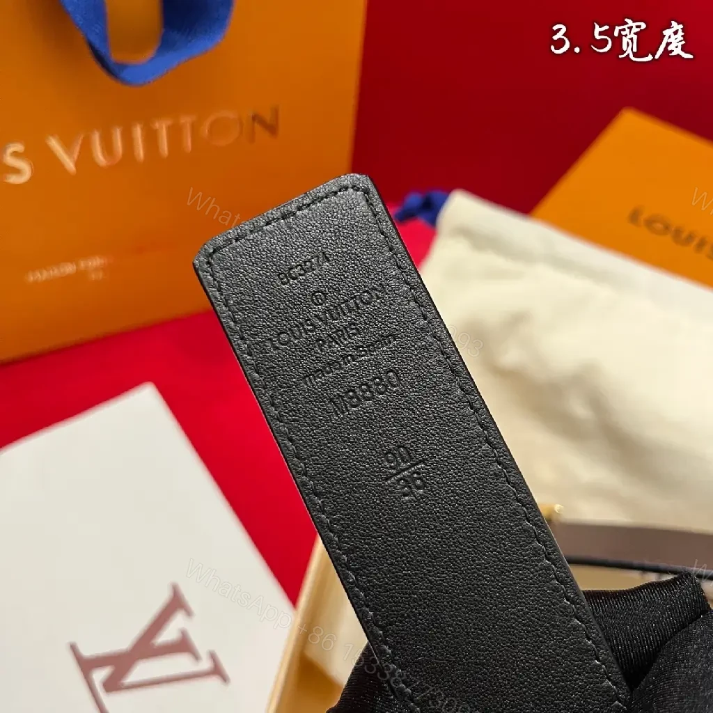 View 4 of Two-Tone Leather Belt with Gold Buckle - Modern Luxury Belt