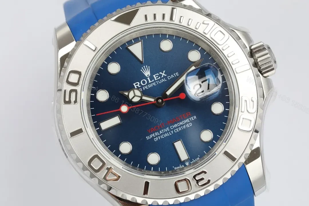 View 4 of JB Factory Clean Factory Rolex Yacht-Master 40 Blue Rubber Strap