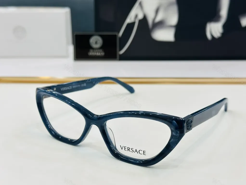 View 9 of Chic Versace Cat-Eye Frames: Luxe Gold Accent Eyewear