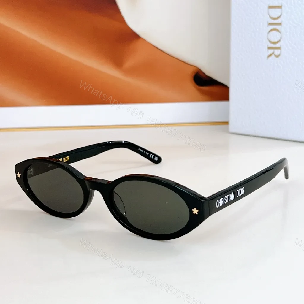 View 4 of Chic Round Sunglasses, Black Acetate, Signature Detailing, UV400 Protection, Sunglasses