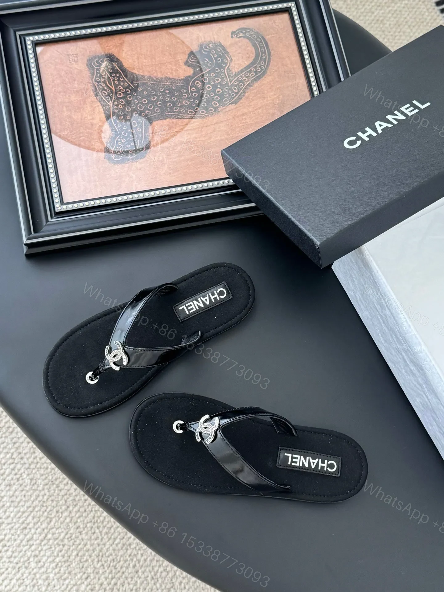 View 6 of Chanel Women Black Patent Leather Sandals