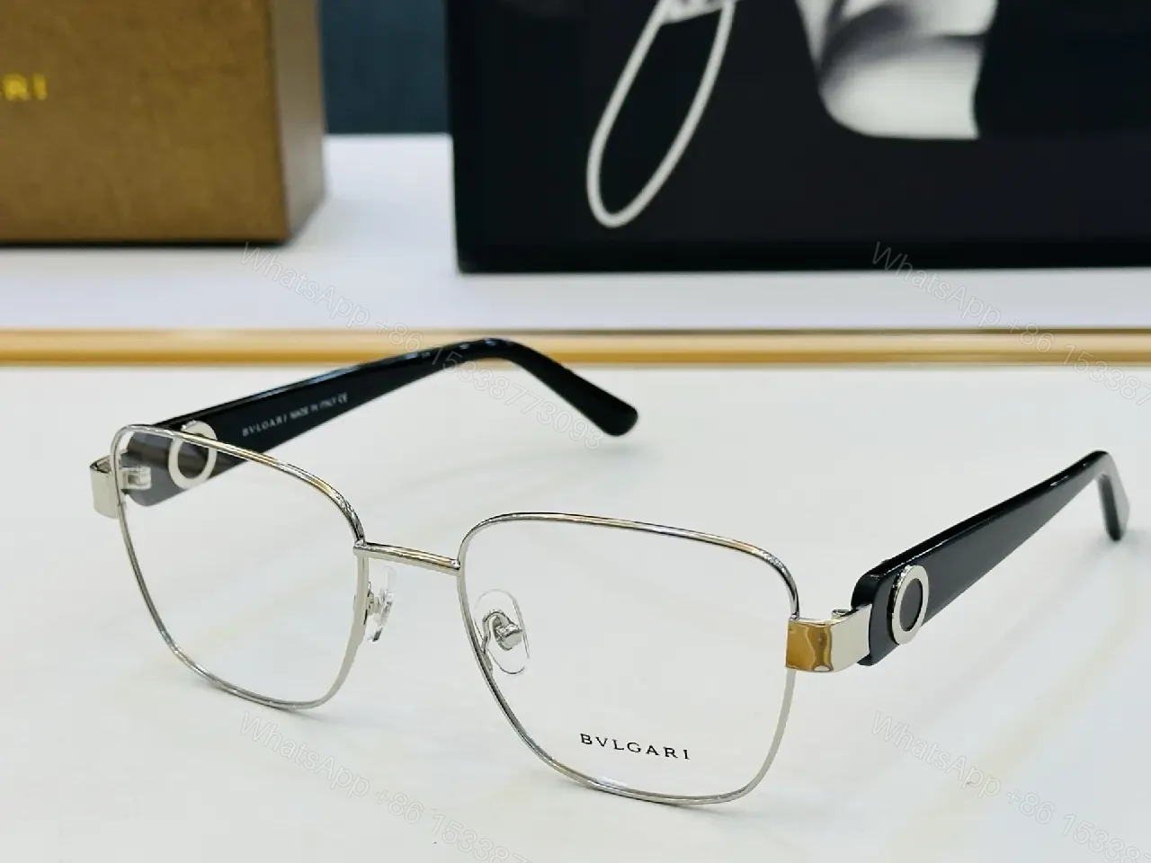 View 7 of Titanium Frame Eyewear: Two-Tone, Oversized Square Glasses