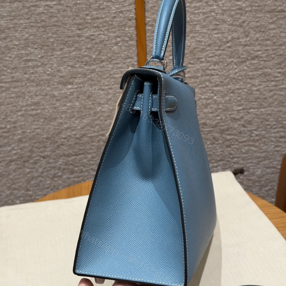 View 4 of 高仿Hermes*Kelly28系列H043130EP7C牛仔藍銀扣牛皮純手工