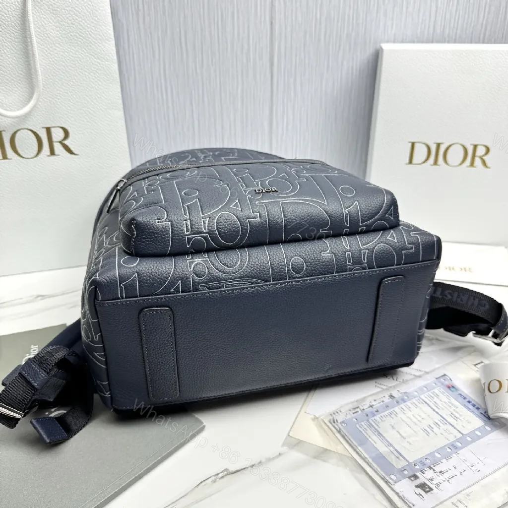 View 9 of Navy Faux-Leather Backpack: Monogram Luxe, Day-to-Night
